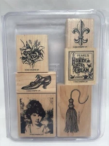 Stampin Up DAYS GONE BY Stamp Set - NEW - Vintage Woman Shoe Flower Fleur Pansy - Picture 1 of 2