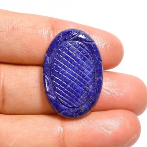 Natural Lapis Lazuli Gemstone 24.00 Cts Loose Oval Carving 26X18X5 mm - Picture 1 of 6