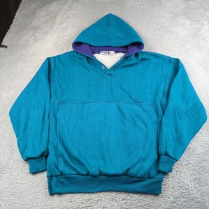 VTG MacGregor Hoodie Mens M Green Purple Thermal Lined Waffle Pullover Henley - Picture 1 of 8