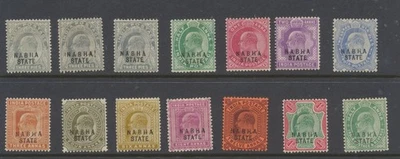 Nabha State India 1903-1907 SG37;37c;38/9;40a;40c;41/7 con bisagras como nuevo CV £100,60 Foto 1 de 2