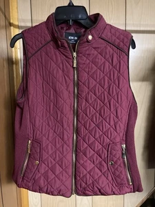 Active USA Damen große Steppweste Burgundy Full Zip Top Zustand - Bild 1 von 7