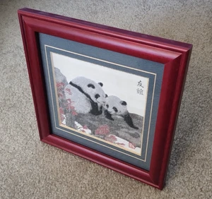 Chinesische Panda Kunst -- gerahmtes Bild -- ~ 8,5" x ~ 8,5" -- Freundschaft Thema - Bild 1 von 7