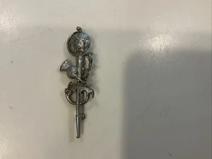 VINTAGE EXQUISITE SIGNED THISTLE KILT PIN SILVER 3” - Picture 1 of 3
