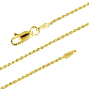 14kt Yellow Gold Plated Sterling Silver 1.1mm Diamond-Cut Rope Chain Necklace... - Picture 1 of 6