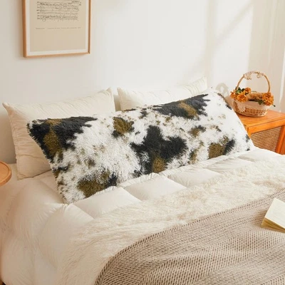 Funda de Almohada Cuerpo Esponjoso 20x54, Funda de Almohada Cuerpo de Piel Sintética Difusa Estampado de Vaca... Foto 1 de 4