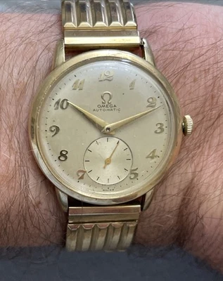 1952 Omega Automatic 342 Bumper F6212 14k Gold Filled Breguet Numerals - Image 1 of 4
