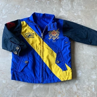 The Polo Ralph Lauren Reversible Jacket sz 18 cross big logo navy blue yellow - Image 1 of 4