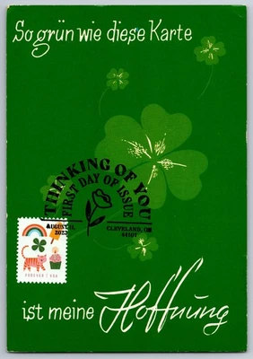 Maxi tarjeta Thinking of You Four Leaf Clover FDC Thinking of You con cancelación de imagen Foto 1 de 2