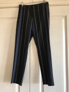 NEW Ladies XS S UNI QLO Navy Blu stripe Capri Slim Leg Pants 7/8 Trousers UNIQLO - Picture 1 of 4