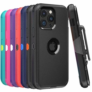 Case Shockproof Holster Belt Clip Cover For iPhone 16,15 14 Pro Max 13 12 11 XR - Picture 1 of 120