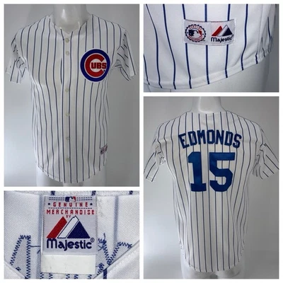 Chicago Cubs Majestic Jim Edmonds #15 Jersey Boy’s L White Poly USA YGI W5-69 - Image 1 of 4