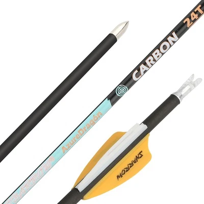 24T 32" Pure Carbon Arrows SP300-1000 Rubber Vanes Compound Bow Shooting 001" - Image 1 of 4