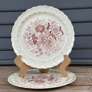 Vintage Taylor Smith Taylor Red Garland Plate Red Flower Floral Pattern Set Of 2 - Picture 1 of 14