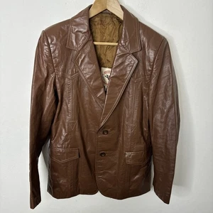 Vintage Rodeo Sportswear Men 42 / 40 Western Brown Leather Jacket Blazer 70s - Picture 1 of 8