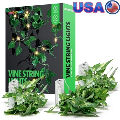 LED Ivy Garland Lights 3-Pack 7ft Warm White Battery Operated String Vines New - Image 1 of 4