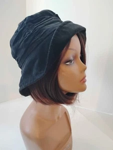 Women's M/L Black Velvet Velor Bucket Style Flapper Hat 21-inch Crown New - Picture 1 of 17