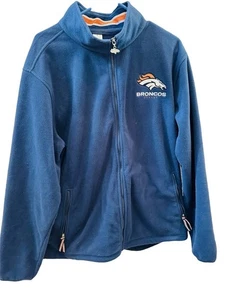 Denver Broncos NFL Fleece Jacket XL Blue Full Zip Embroidered Logo 2007 Danbury - Picture 1 of 14