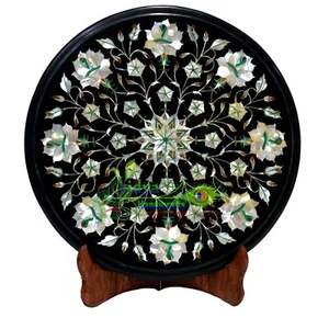 12" Marble Coffee Table Top Sea Shell Inlay HandMade Marquetry Art Home Interior - Picture 1 of 3