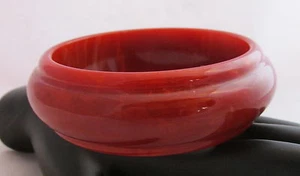 Brazalete Brazalete Baquelita Vintage Mármol Naranja Quemado Óxido Altamente Pulido Cúpula - Imagen 1 de 5