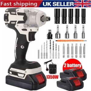 1000Nm 1/2" Cordless Electric Impact Wrench Drill Gun Ratchet Driver + 2 Battery - Picture 1 of 16