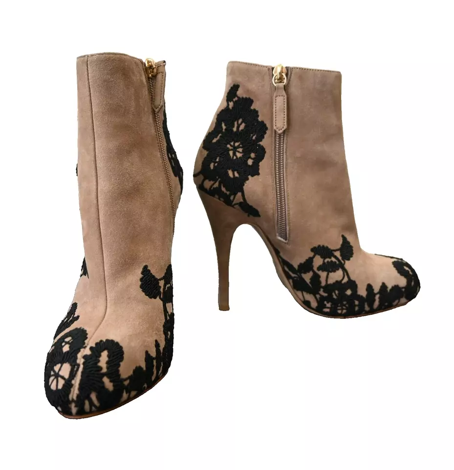 Botines VALENTINO GARAVANI Marrón Claro Gamuza Tacón Cremallera Talla 37 Foto 1 de 4