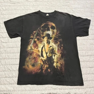 Vtg Licensed Indiana Jones Temple Forbidden Eye Harrison Ford Black T-Shirt SZ M - Picture 1 of 11
