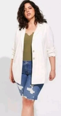Blazer Torrid Linho Longline Botão Frontal Tamanho 3X Branco - Imagem 1 de 4