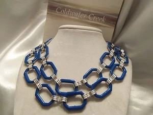 DISCONTINUED: CWC Pre-2014 Tow Tone Resin Necklace (SILVERtone & BLUE) - Picture 1 of 2