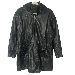 Chaqueta de cuero con cremallera completa Wilsons para hombre acolchada con capucha grunge emo talla L punkrock - Imagen 1 de 17