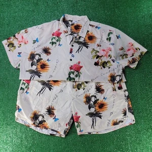 Fashion Nova Men's Short Set With Button Up Shirt Size XXXL 3XL Floral Butterfly - Picture 1 of 15