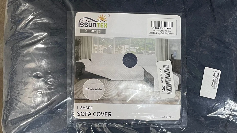 Fundas de sofá seccionales para perros ISSUNTEX, funda de sofá reversible en forma de L, azul Foto 1 de 2