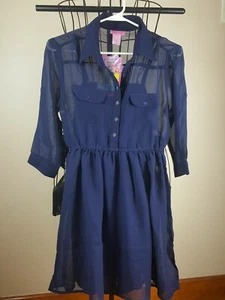 She's Cool Junior's Button Down Shirt Dress, NAVY BLUE medium - Picture 1 of 11
