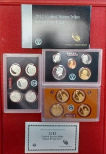 2012 SILVER US Proof 14 Coin Set w/ OGP Original Box & COA  - Picture 1 of 12