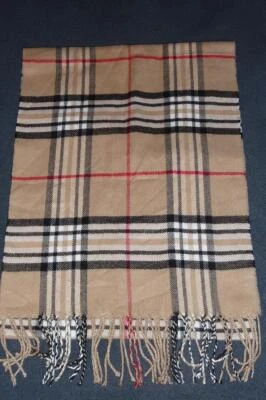 Bufanda con flecos mezcla de cachemir ITALY DESIGN ~ $54 para hombre beige negro rojo blanco a cuadros Foto 1 de 2