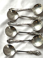 SET OF 6 WHITING STERLING SILVER  VIOLET BOUILLION SOUP SPOONS - FREE SHIP