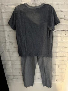 Calvin Klein 2 Piece Lounge Pajama Set Heather Blue Stripe Women's Size M/L - Picture 1 of 9