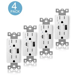 4PK USB Tipo C/A Presa a Parete Presa TR 4.8A Caricatore Rapido per iPhone Samsung - Foto 1 di 11
