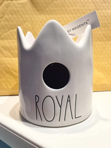 Rae Dunn Crown Royal Birdhouse Purple Ribbon 6” tall ceramic pottery HTF NWT Cover