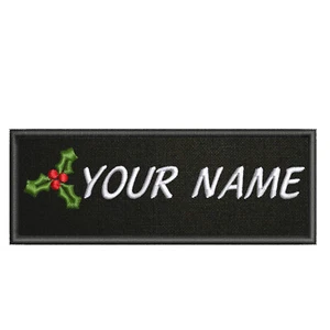 Weihnachten Aufnäher INDIVIDUELL IHR NAME Mistelzweig Namensschild 4" bestickt zum Aufbügeln - Bild 1 von 20