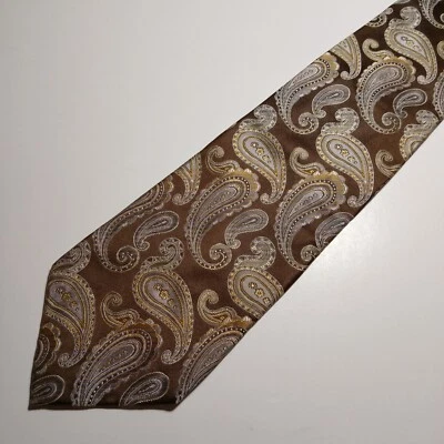 Corbata Massimo Ferre 100 % seda cachemira - marrón y plata - 60,5" x 4" Foto 1 de 3