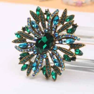 Fashion Women Various Colors Gemstone Brooch, Large Coat Pins Jewelry - Picture 1 of 16