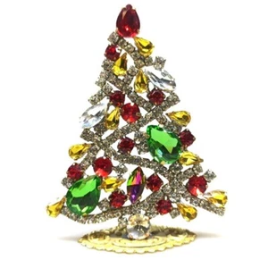 FREE SHIPPING - Unique rhinestones - handmade standing Czech Christmas Tree - Picture 1 of 1