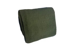 Arhaus Home Luxury Waffle Knit Blanket Throw Cover Quilt Dark Green Cotton 50x60 - Picture 1 of 6
