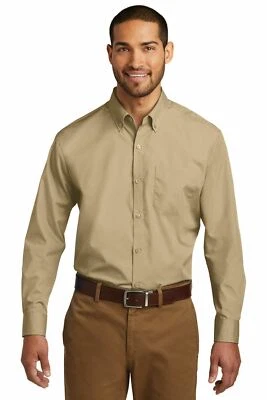 Camisa Port Authority Para Hombre Manga Larga Bolsillo Popelina Despreocupada Con Botones W100 Foto 1 de 3