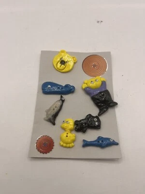 7 Vintage Handmade Buttons Children’s Teddy bears Penguin Whale Fish Duck - Image 1 of 4