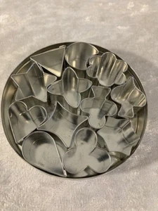 Mini Cookie Cutters (12) Set in Tin Fruit Cheese Star Heart Excellent - Picture 1 of 2