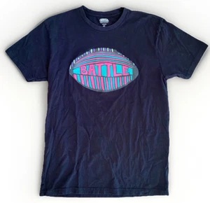 BATTLE SPORTS T-Shirt 1980's Style Neon FOOTBALL Graphic | 2-sided, Black, Large - Picture 1 of 6