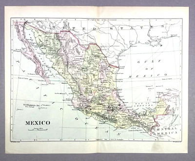 Antique Illustration Map of MEXICO Encyclopedia 1901 - Image 1 of 4