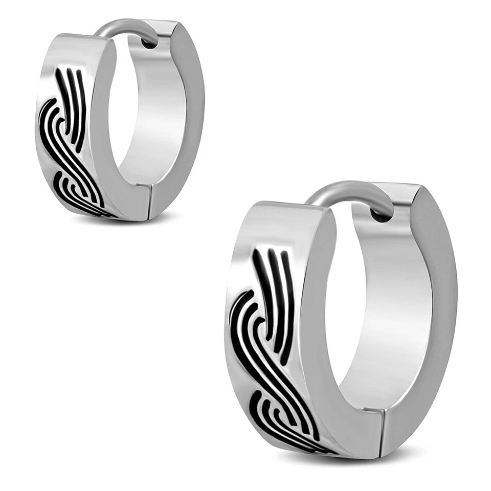 Paio 316L Acciaio Inox Pieghevole Orecchini Gordischer Noti Tribals IN Argento - Immagine 1 di 1