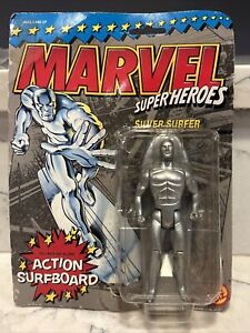 1990 Toy Biz Marvel Super Heroes Silver Surfer Action Figure & Action Surfboard
